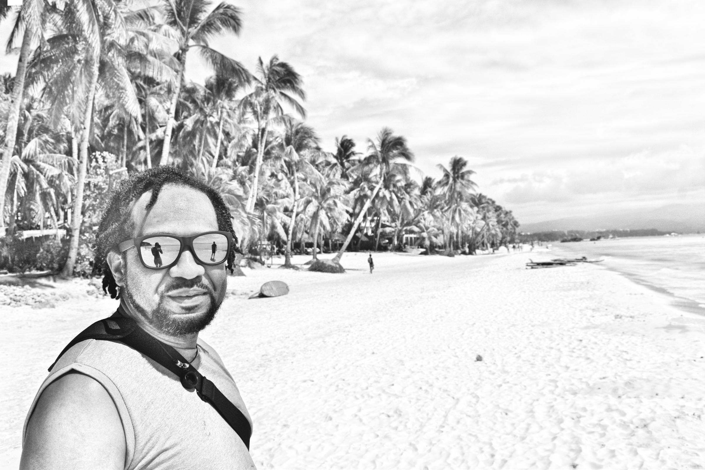 Johanne at the beach in Boracay Phillipines
